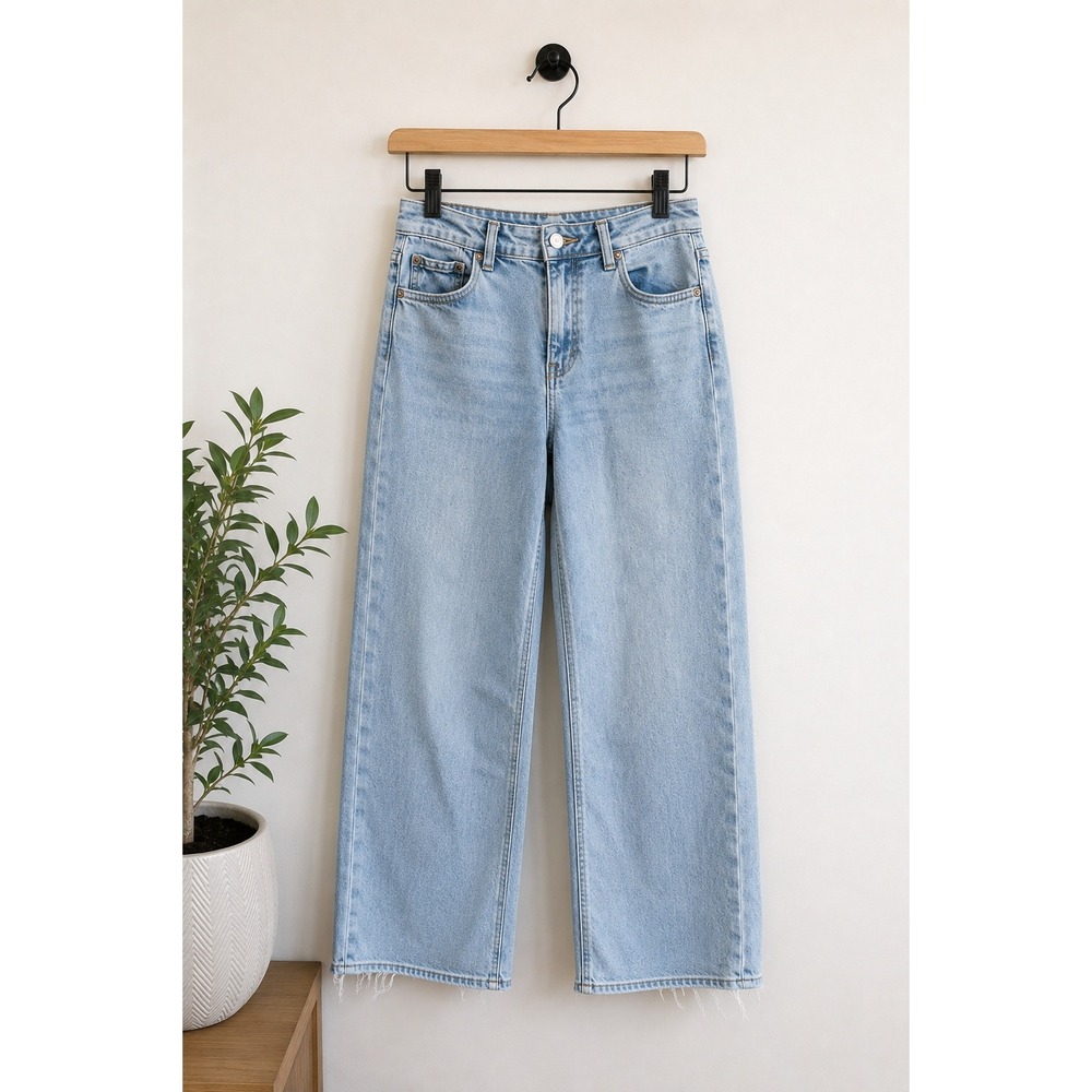 American Eagle Curvy Super High Rise Baggy Wide Leg Jeans Size 10 Long Stretch